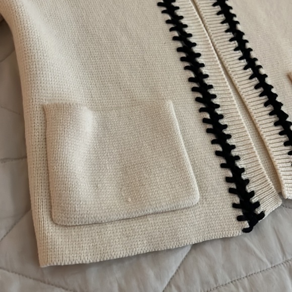 Maje Cream Knit Jacket with Black Detailing size 1 / small - Picture 14 of 16